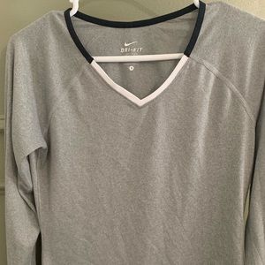 Nike grey long sleeve dry fit top size small